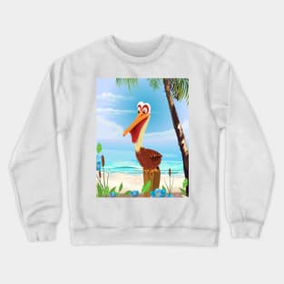 Pelican on a beach Crewneck Sweatshirt